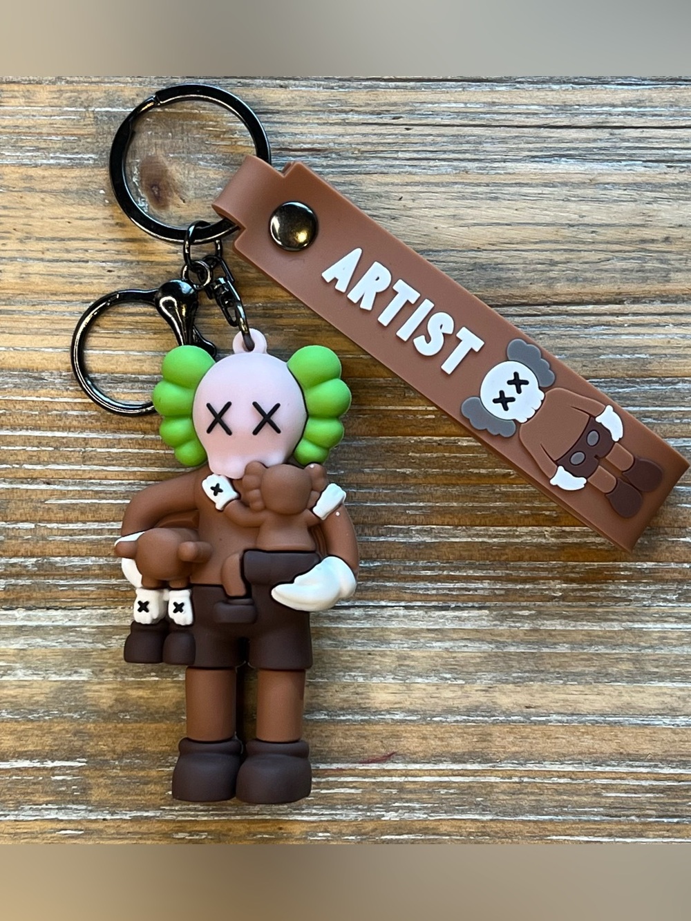 Streetwear Inspired 3D Figure Toy Keychain & Strap Brown | Green